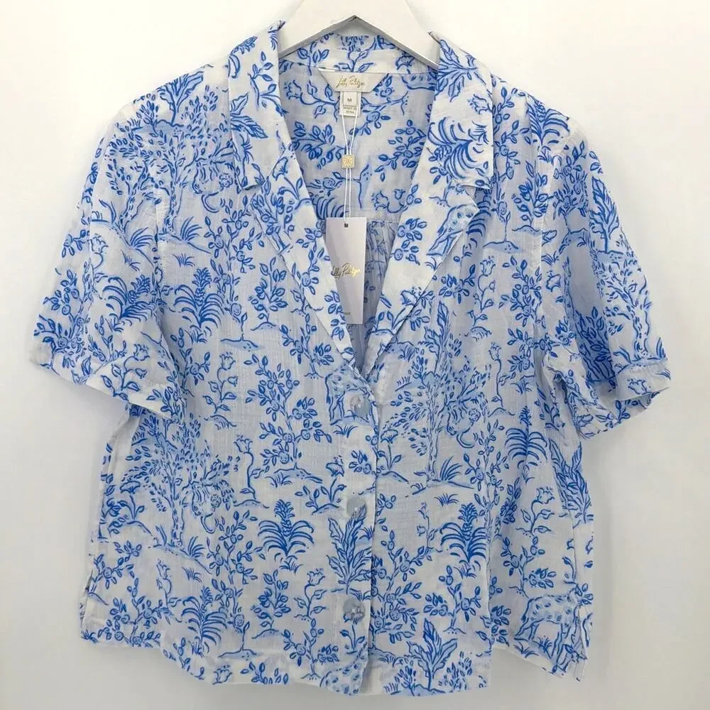 Lilly Pulitzer Women's Resort White Montee Cover-Up Shirt Tall Size M - Picture 5 of 11